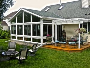 Sunroom enclosure on a Wisconsin home.